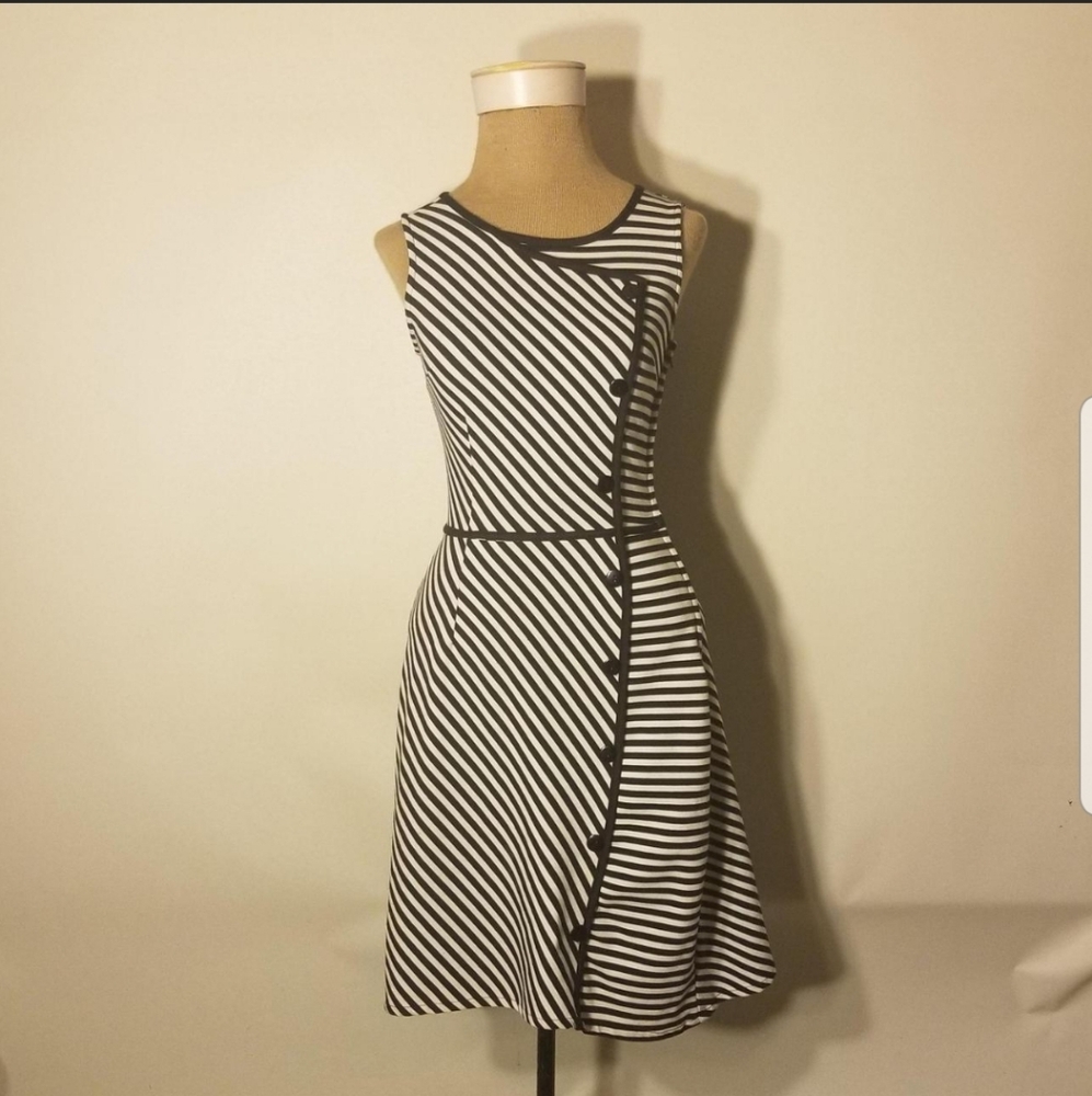 Y2K Folter Striped Black and White Midi Dress Size Small.
